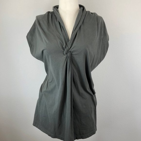 Jarbo Twist Front Shawl Collar A-Line Tee - Picture 2 of 8